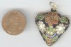1 28mm Black Cloisonné Heart Pendant